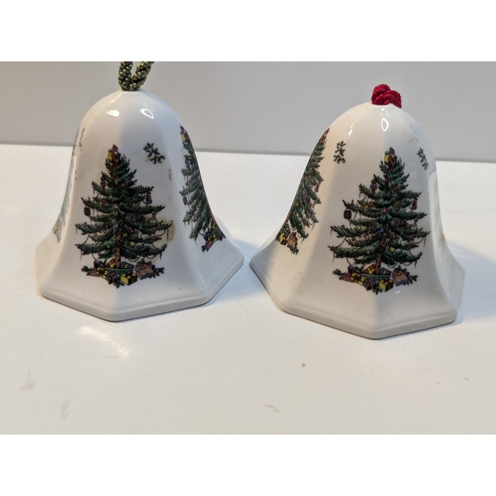Spode Christmas Tree Bell Ornament‎ Set Of 2